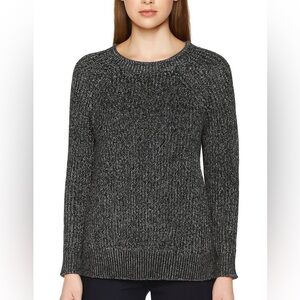 Ellen Tracy Black Marl Knit Sweater Cotton Blend Crew Neck Pullover Womans Small